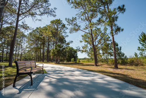Lake Idamere Park with walking paths and picnic shelters in Tavares, Florida photo