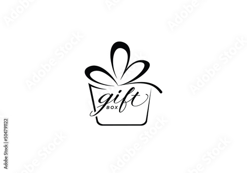 Letter gift box initial handwriting vector logo design, gift logo design, gift box vector logo design