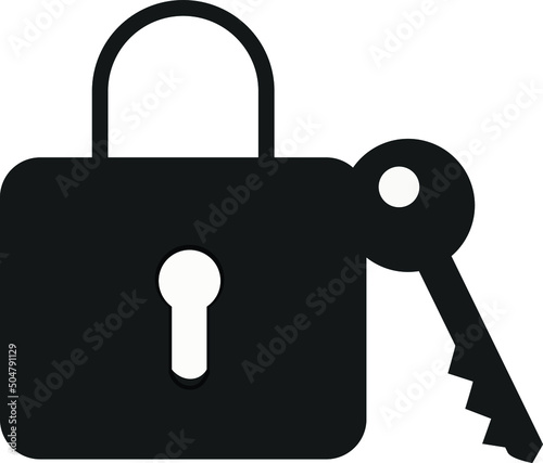 illustration of Lock and key icon. On white background