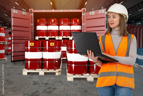 Container with export oil. ...