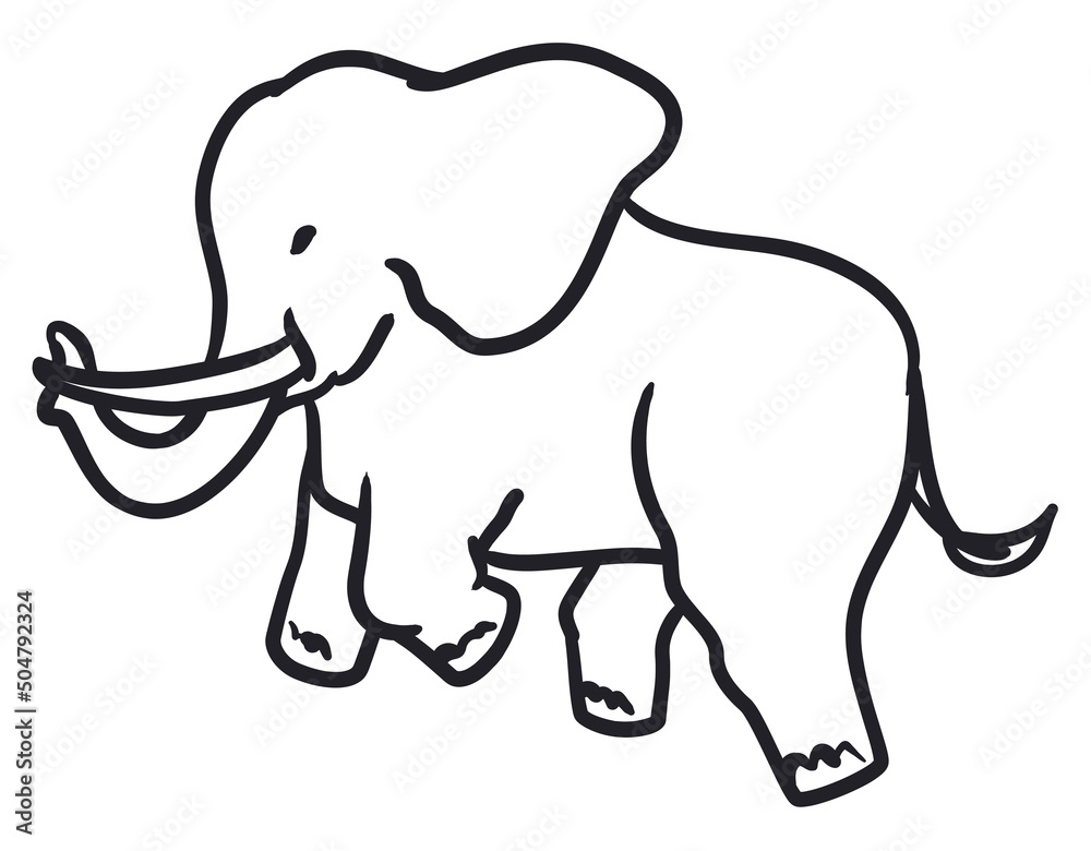 Cute elephant design in outlines to coloring, Vector illustration