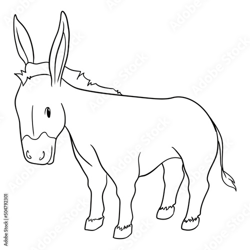 Colorless design of cute donkey ready for coloring, Vector illustration