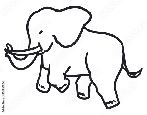 Cute elephant design in outlines to coloring  Vector illustration
