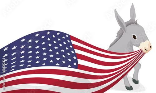 Design with patriotic donkey with U.S.A. flag in its snout, Vector illustration