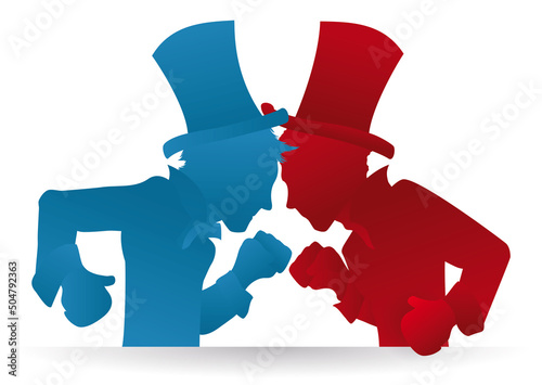 Silhouette of elegant American contenders ready to fight, Vector illustration