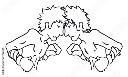 Design to coloring with fierce boxers ready to fight, Vector illustration