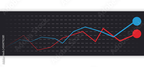 Dark statistics chart with two tendency rising, Vector illustration