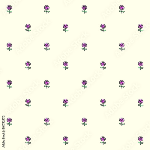 cartoon pink flower hand drawing doodle style vector illustration Seamless pattern on background design wallpaper.