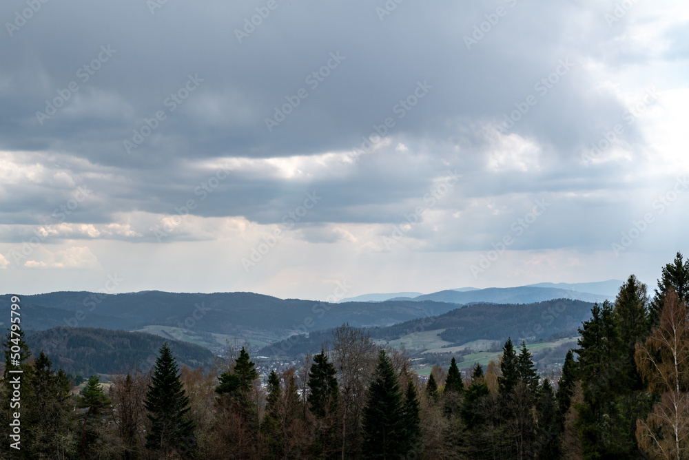 Park mountain in Krynica Zdrój in Beskid Sądecki.
