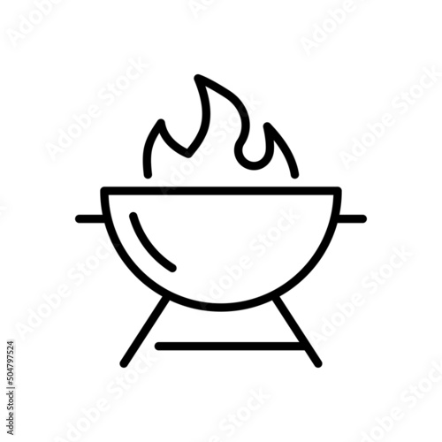 Barbecue cooking icon. Charcoal grill sign. Vector illustration in outline style