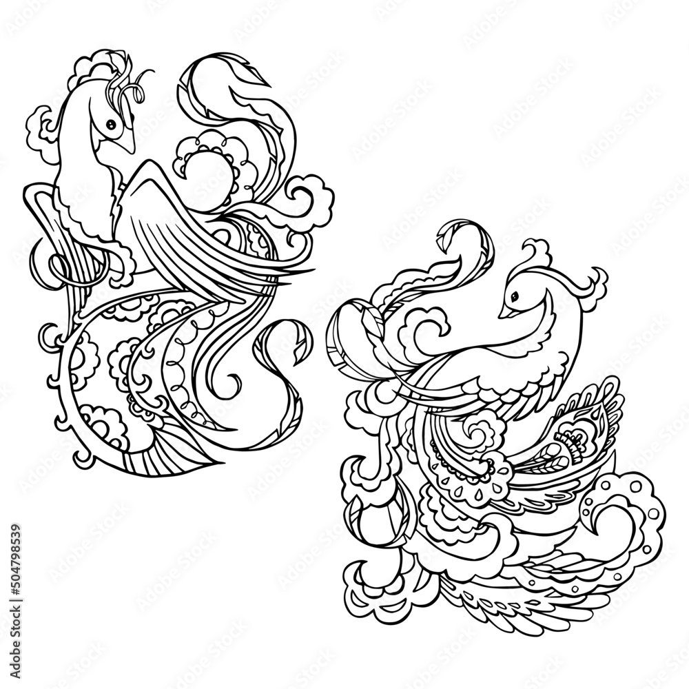 Obraz premium illustration of a birds with flowers