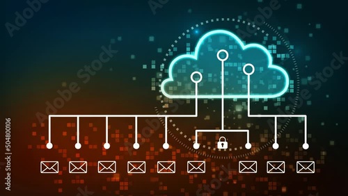 Futuristic cloud with pixel digital transformation abstract new technology blue green background. Artificial intelligence and big data concept. Business industry and wifi data storage communication