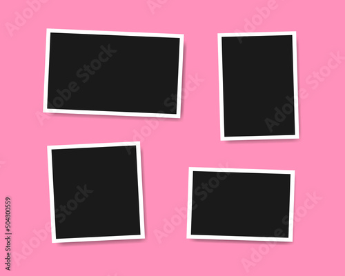 Photo frame realistic vector makeup of different size on pink background. Vector EPS 10