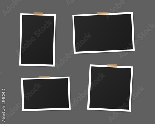 Photo frames realistic vector makeup set of different size on gray background. Vector EPS 10