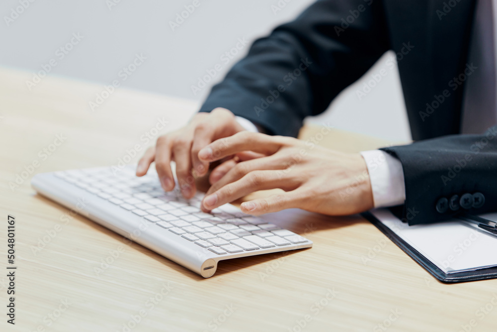 business man keyboard desktop close-up office work