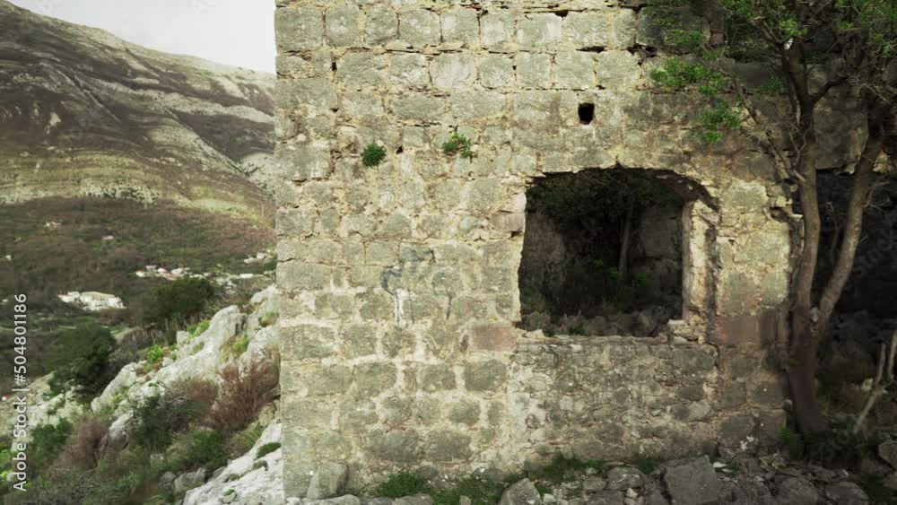 The dilapidated fortress Haj Nehaj.
Fortress in Sutomore Montenegro. Medieval fortress built by the Venetians on the territory of the Montenegrin coast. Great views from the mountains. Budva Riviera.