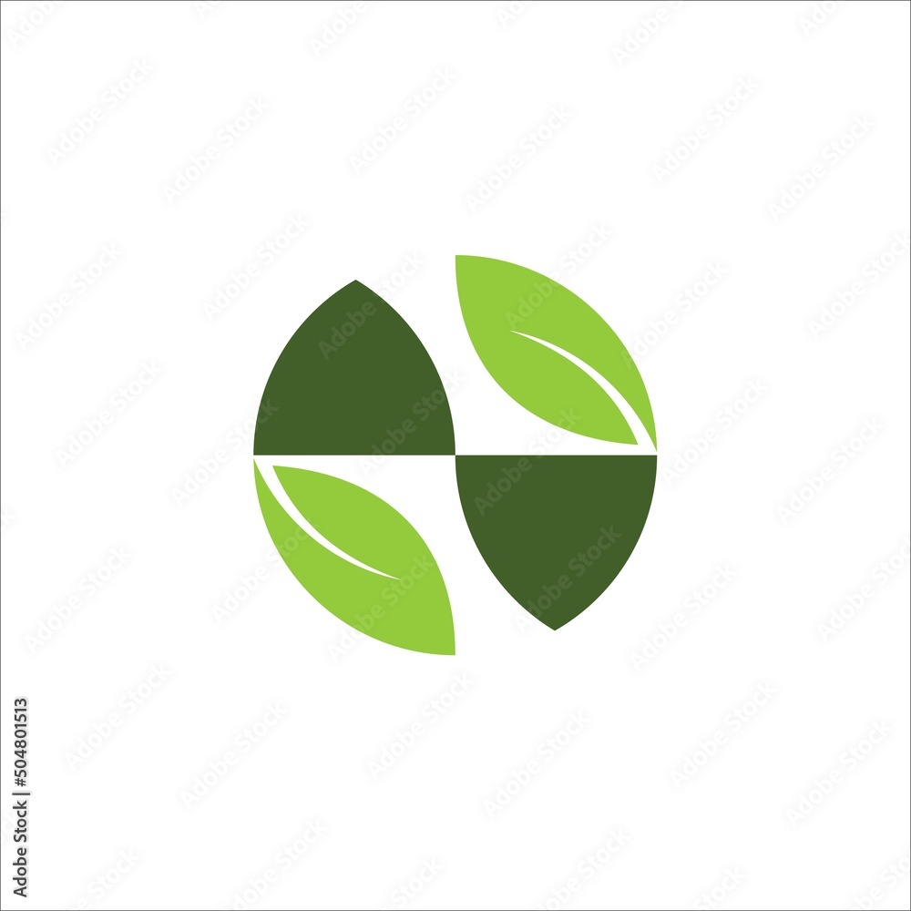 initials letter N and leaves in circle logo vector initials letter N and leaves in circle logo vector