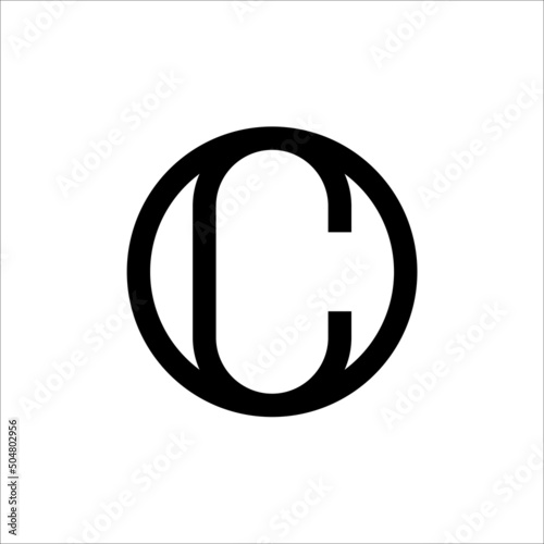 Logo Vector Abstract Letter CO Circle. Flat Line Logo Design Template Element
