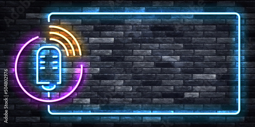 Vector realistic isolated neon sign of On Air frame on the wall background.
