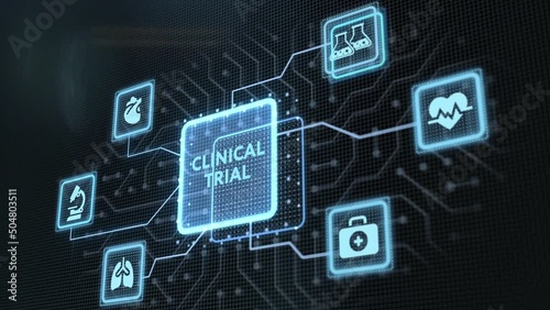 Business, Technology, Internet and network concept. virtual display: Clinical trial photo