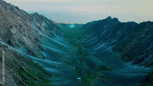 aserial view of mountainss during the twilight
