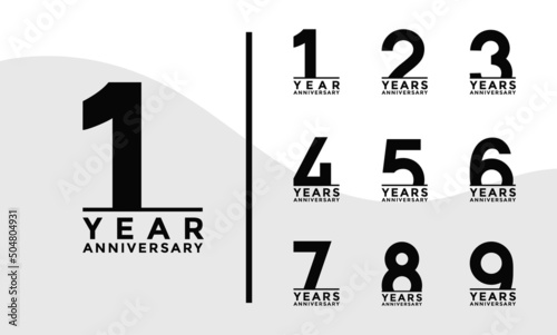 Set of Anniversary logotype and black color with white background for celebration