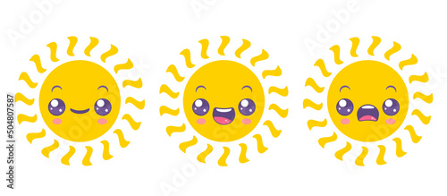 Vector icon of sun in kawaii style