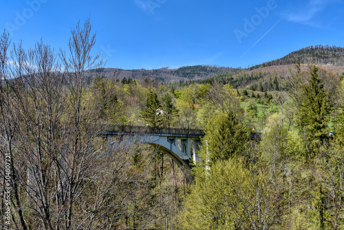 Brücke, Eisenbahnbrücke, Steyrtalbahn, Steyrdurchbruch, Tiefengrabenbrücke, Betonbrücke, Beton, Tiefengraben. Stützen, Pfeiler, Fahrbahn, Trasse, Geländer, Spannweite. Bogen, Höhe, Radweg, Historisch, photo