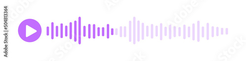 Voice message icon. Audio chat with play sign speech sound wave isolated on white background. Mobile messenger app, podcast online radio interface element. Vector flat illustration