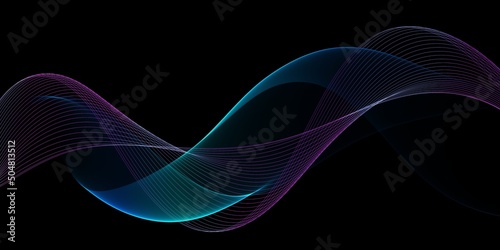 Abstract background with flowing grid line. Dynamic waves