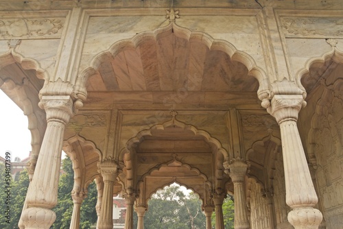 mughal era building inside , unesco world heritage site, red fort, delhi, india