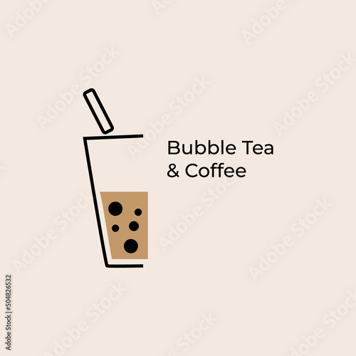 bubble tea and coffee vintage logo vector icon illustration