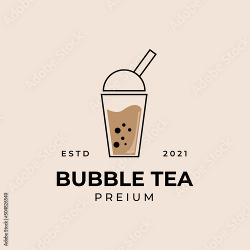 bubble tea logo vector illustration design