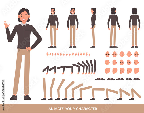 Man wear brown shirts character vector design.  Create your own pose.
