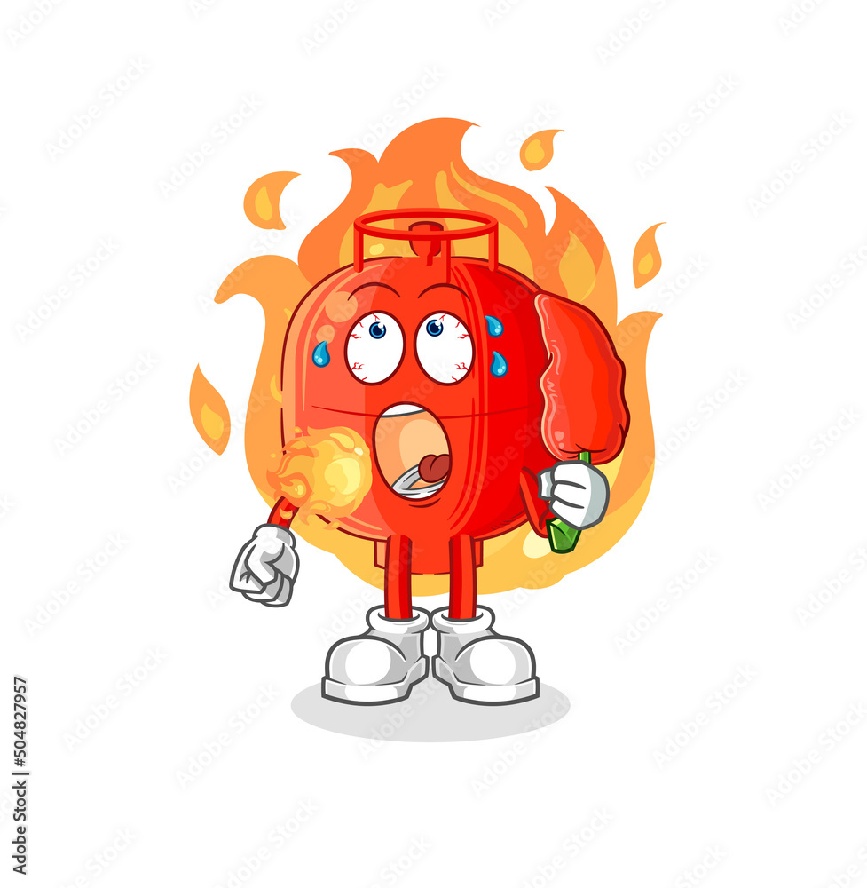 gas cylinder eat hot chilie mascot. cartoon vector gas cylinder eat hot chilie mascot. cartoon vector