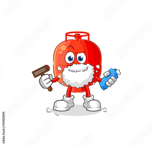 gas cylinder shave facial hair vector. cartoon character