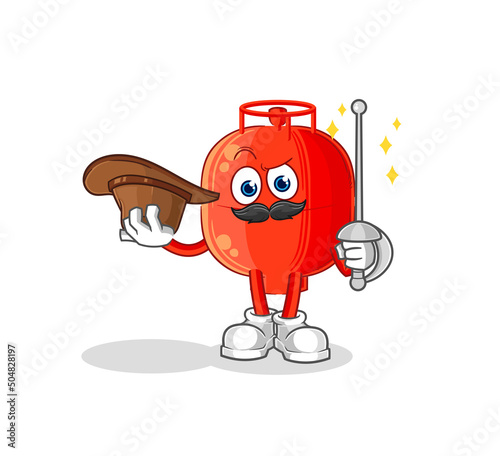 gas cylinder fencer character. cartoon mascot vector