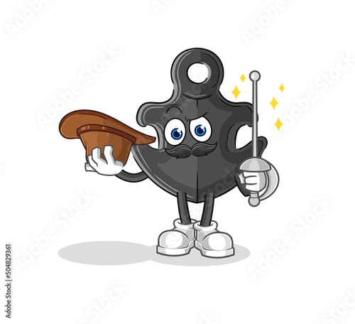 anchor fencer character. cartoon mascot vector