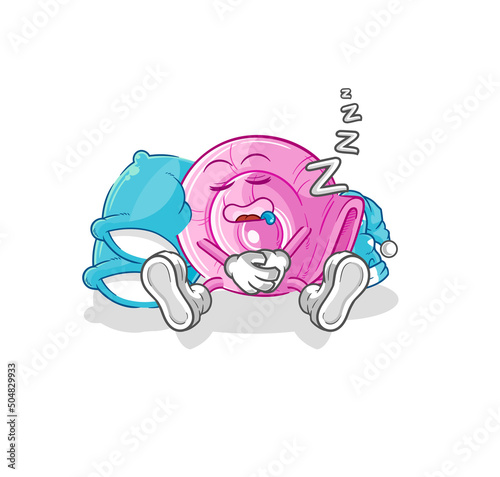 shell sleeping character. cartoon mascot vector