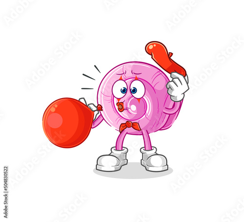 shell pantomime blowing balloon. cartoon mascot vector