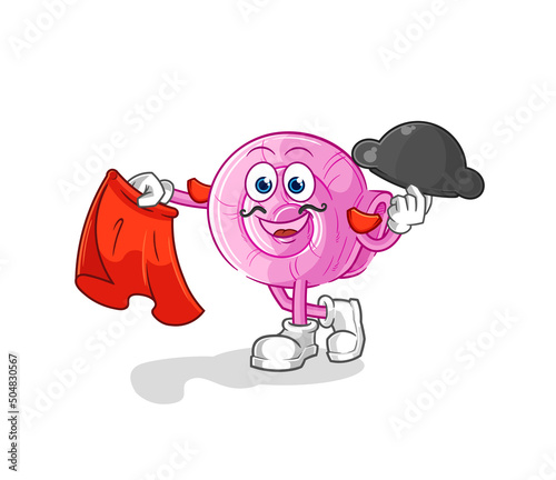 shell matador with red cloth illustration. character vector