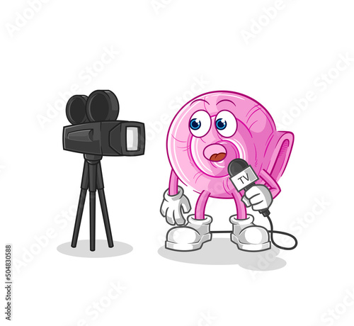 shell tv reporter cartoon. cartoon mascot vector