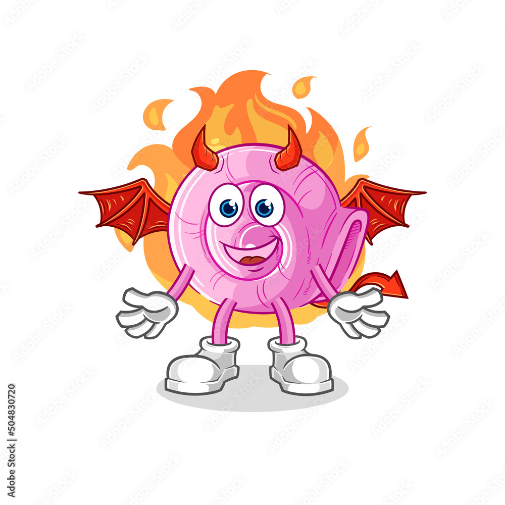 Fototapeta premium shell demon with wings character. cartoon mascot vector