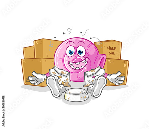 shell homeless character. cartoon mascot vector