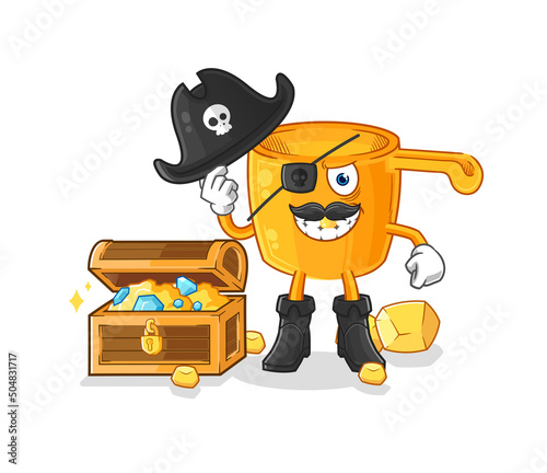 water dipper pirate with treasure mascot. cartoon vector