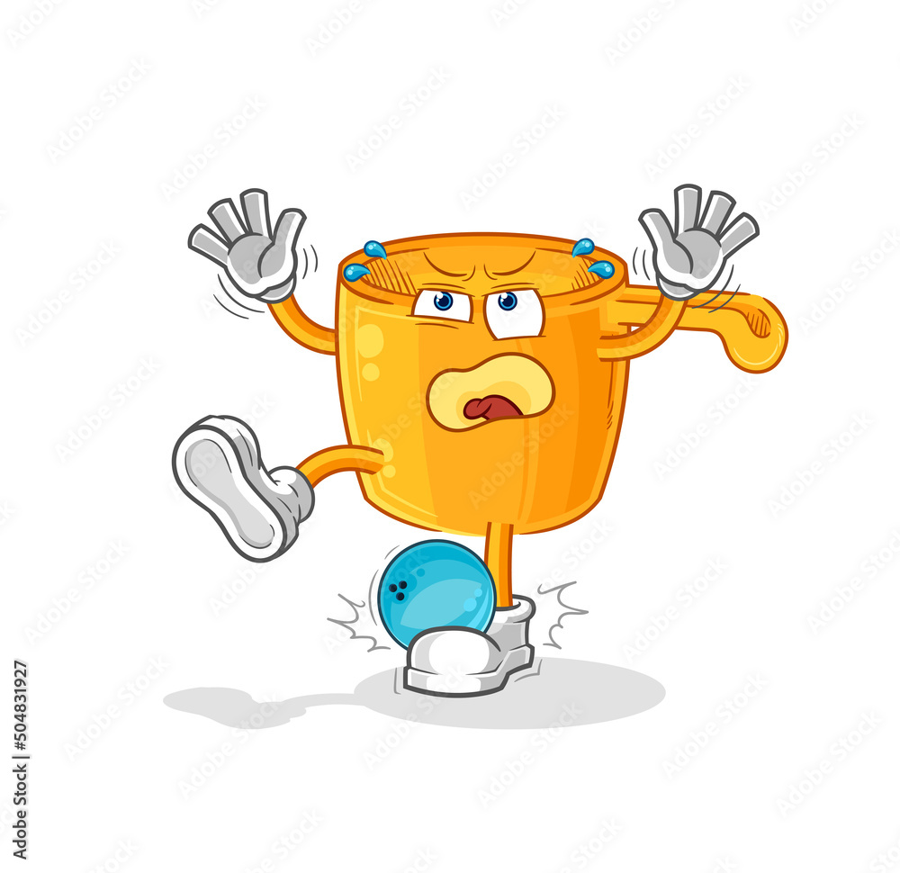 Fototapeta premium water dipper hiten by bowling cartoon. cartoon mascot vector