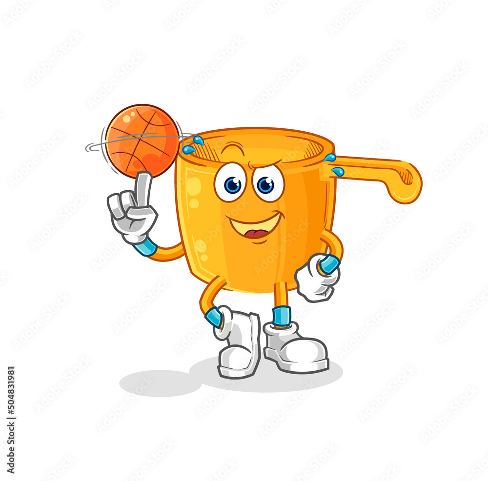 Obraz premium water dipper playing basket ball mascot. cartoon vector