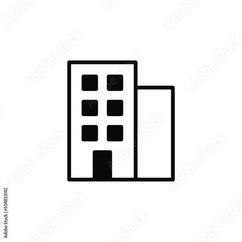 Hotel, Apartment, Townhouse, Residential Solid Line Icon Vector Illustration Logo Template. Suitable For Many Purposes.