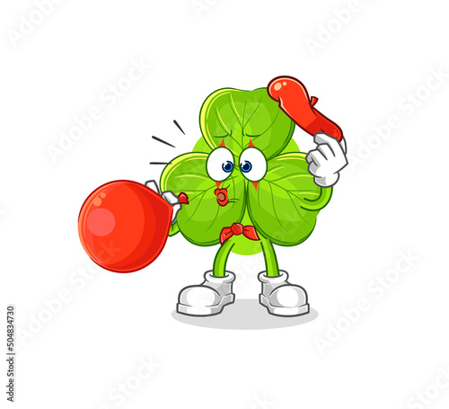 clover pantomime blowing balloon. cartoon mascot vector