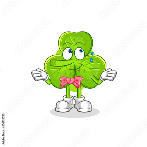 clover lie like Pinocchio character. cartoon mascot vector